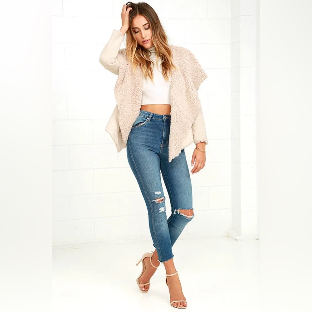 Women's Beige Shearling reversible Jacket